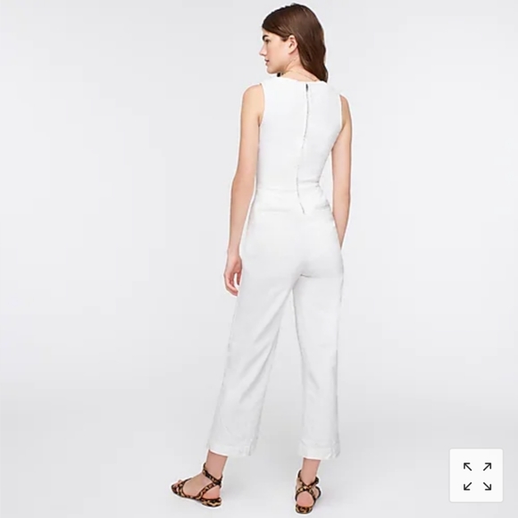 J Crew V-neck denim jumpsuit in white AK725 - Picture 3 of 6